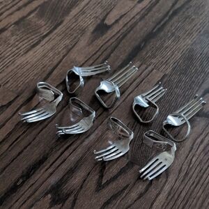 Silver Fork Napkin Ring Set Of 8
